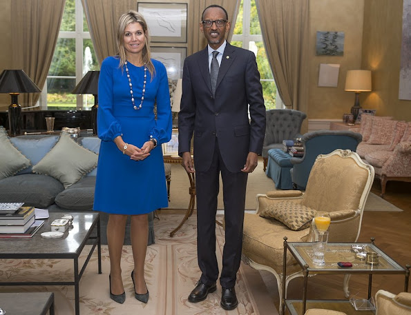 Dutch Queen Maxima, UN special advocate for Inclusive Finance for Development poses with Rwanda's president Paul Kagame at the King's residence De Eikenhorst 