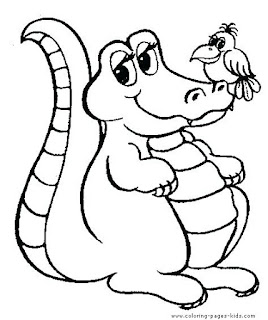 Cute Crocodile Coloring Pages With Bird Cute Crocodile Coloring Pages With Bird