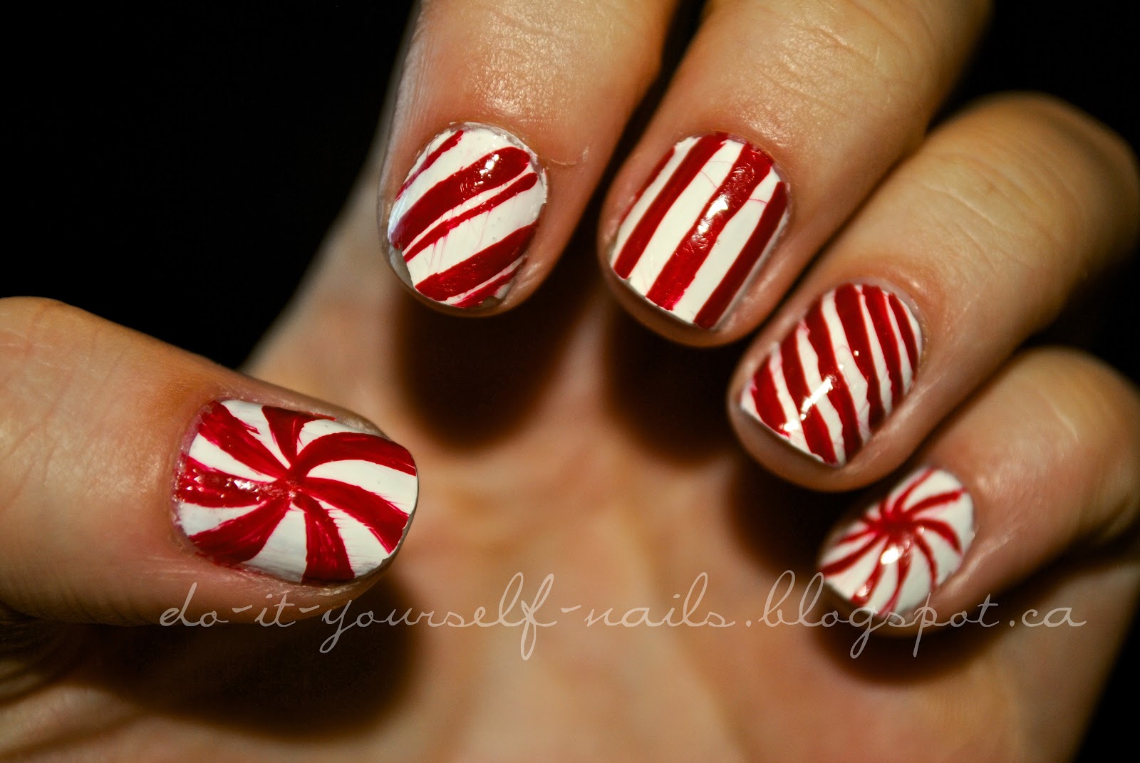 Red and White Nail Designs with Stripes - wide 1