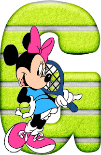 Abecedario de Minnie Jugando al Tenis. Minnie Playing Tennis Alphabet.