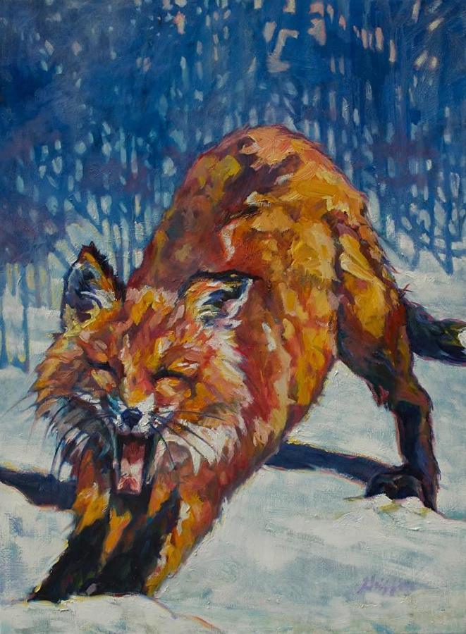 Wildlife Painting, Fox, Colorful Contemporary Animal Fine Art