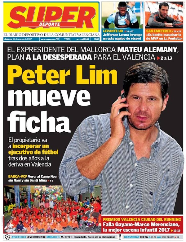 Valencia, Superdeporte: "Peter Lim mueve ficha"