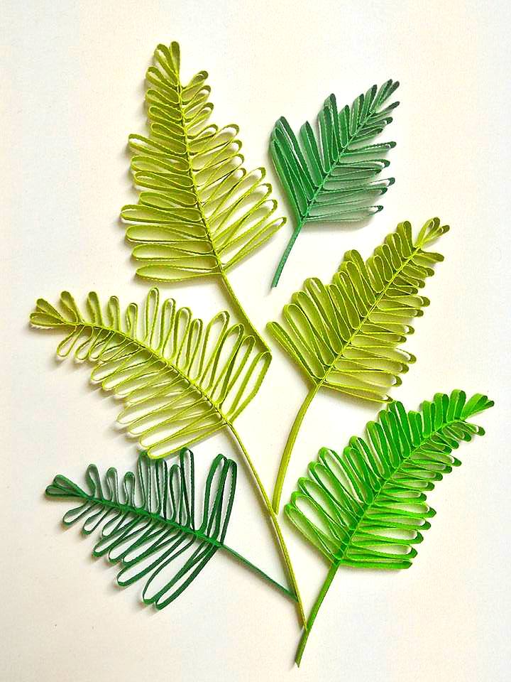 How to make quilling sprigs using a hair brush