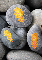 rocks rock fall leaves painted paint painting autumn tutorial fallen together them orange pens oak idea technique multiple