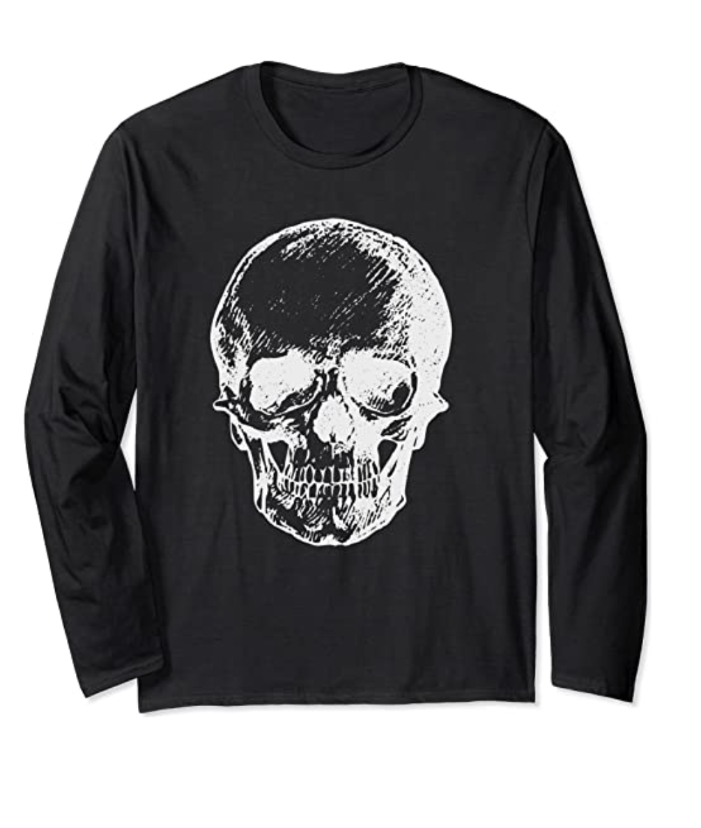 Goth Punk Vintage SKULL Zombies Undead Illustrated Horror Long Sleeve T-Shirt