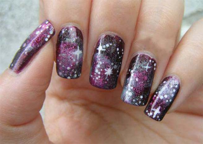 Purple Galaxy Nails.