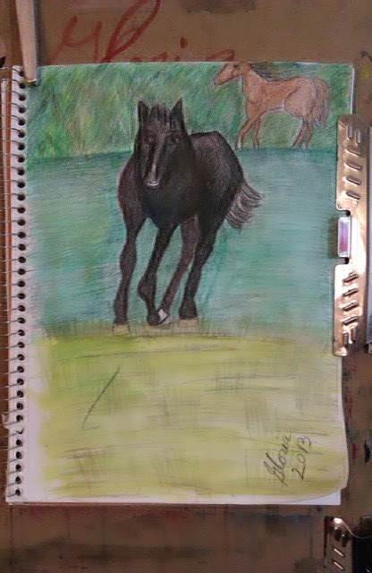 "Wild horse" sketch by Gloria Poole of Missouri; yr 2013; on paper "Wild horse" sketch by Gloria Poole of Missouri; yr 2013; on paper