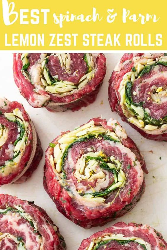 6 Ingredient Stuffed Flank Steak Rolls (Pinwheels) - Recipeshooky