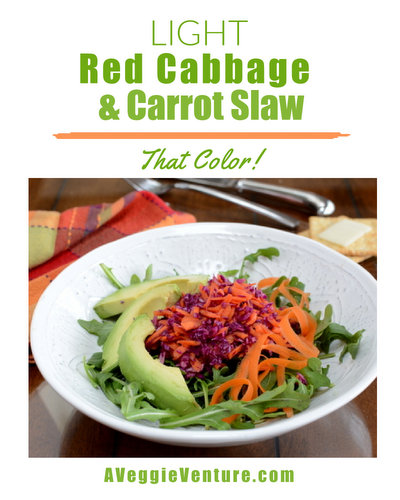 Light Red Cabbage & Carrot Slaw, another bright, healthy salad ♥ A Veggie Venture. Weight Watchers Friendly. Vegan. Naturally Gluten Free. Winter Color!