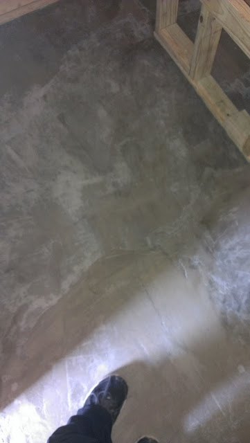 Cemented sauna hot room floor 24 hours later. Cemented sauna hot room floor 24 hours later.