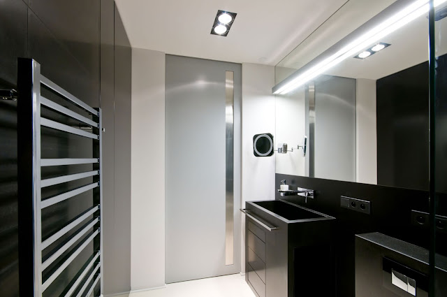 Modern Backlit Mirror and Single Sink Vanity