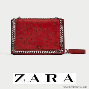 Queen Letizia carried ZARA Laser Cut Leather Crossbody Bag