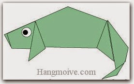 Bước 13: Vẽ mắt để hoàn thành cách xếp con Tắc kè bằng giấy theo phong cách origami.