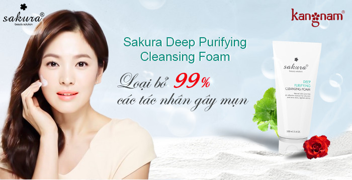 Sữa rửa mặt tự nhiên cho da dầu Sakura Deep Purifying Cleansing Foam Sữa rửa mặt tự nhiên cho da dầu Sakura Deep Purifying Cleansing Foam