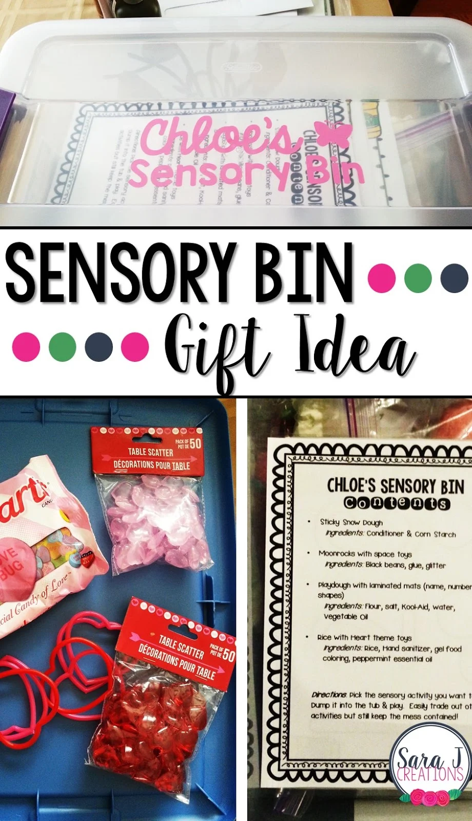 Sensory bin gift idea would be perfect for the toddlers or preschoolers in your life!
