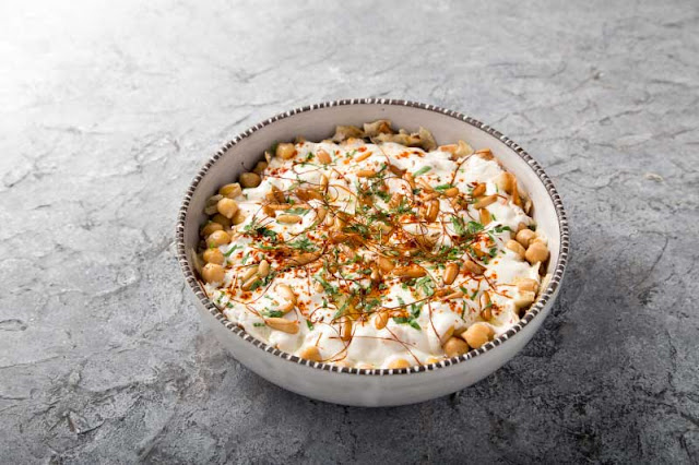 Fatteh with Chickpeas Fatteh with Chickpeas in a serving dish