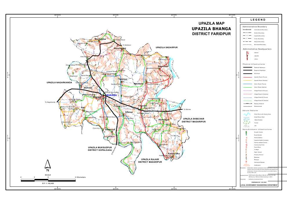 Bhanga Upazila Map Faridpur District Bangladesh
