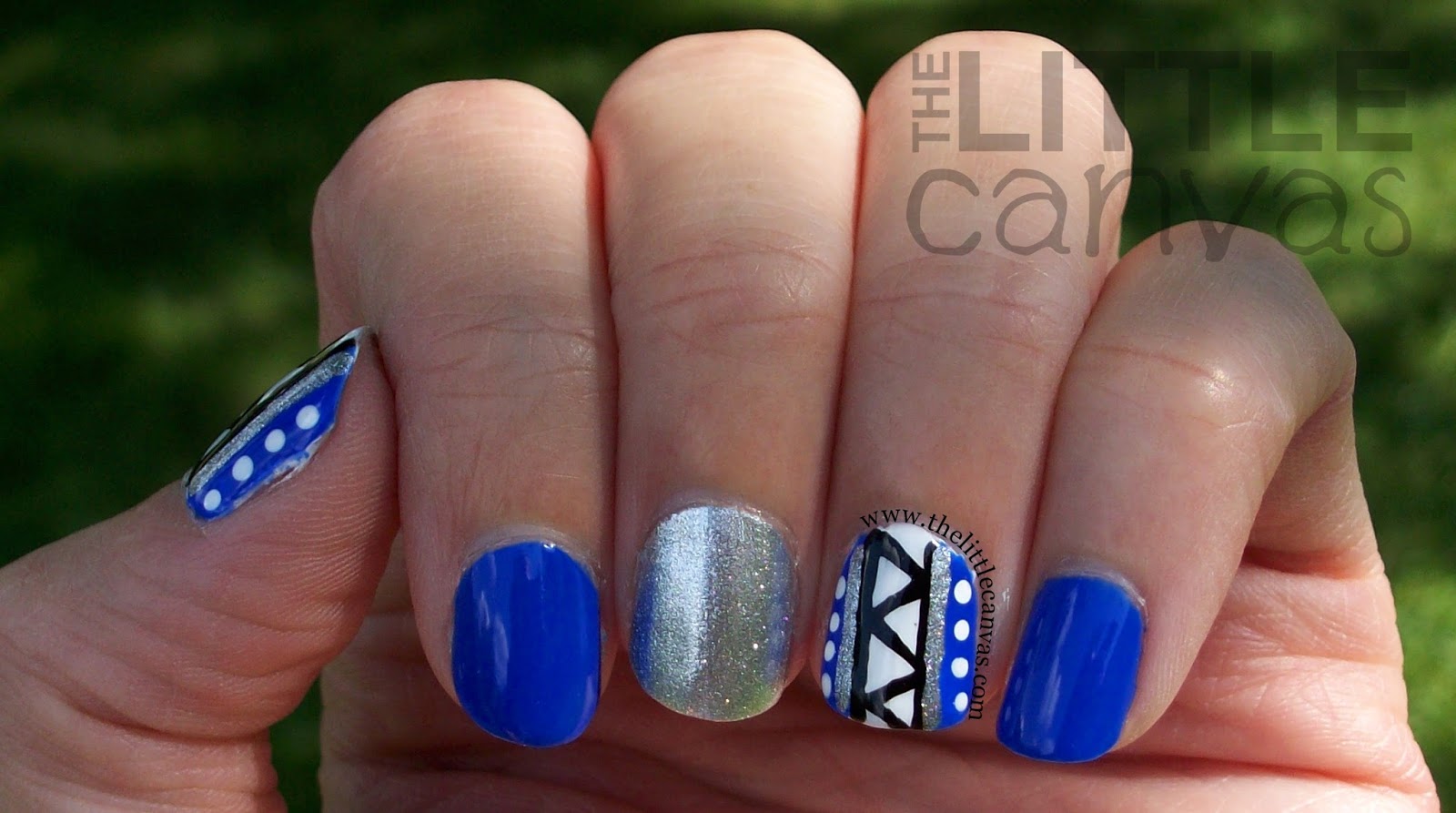 Blue TribalIsh Nails and Nail Art Society ReLaunch The Little Canvas