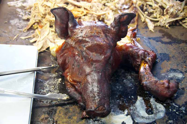 pig smoked and served in Okinawa