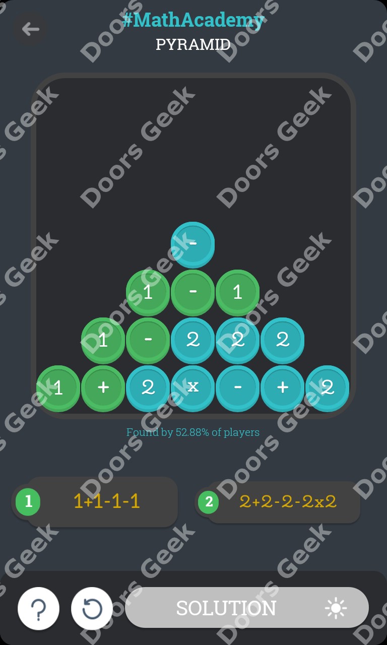 Math Academy "Pyramid" Solution/Answers Doors Geek