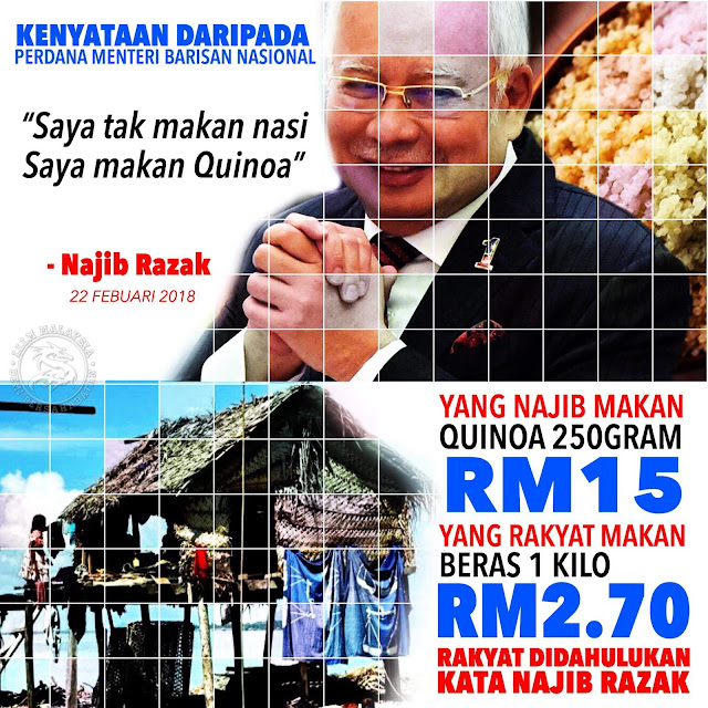 Image result for Gambar najib makan Quinoa