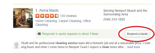 Yelp is a Good Way to Find Service Providers. Aloha Maids has consistently ask for feedback and try to make improvements.
