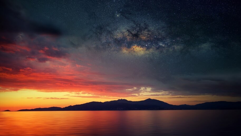 Sunset, Stars, Landscape, Scenery, 4K, #4.753