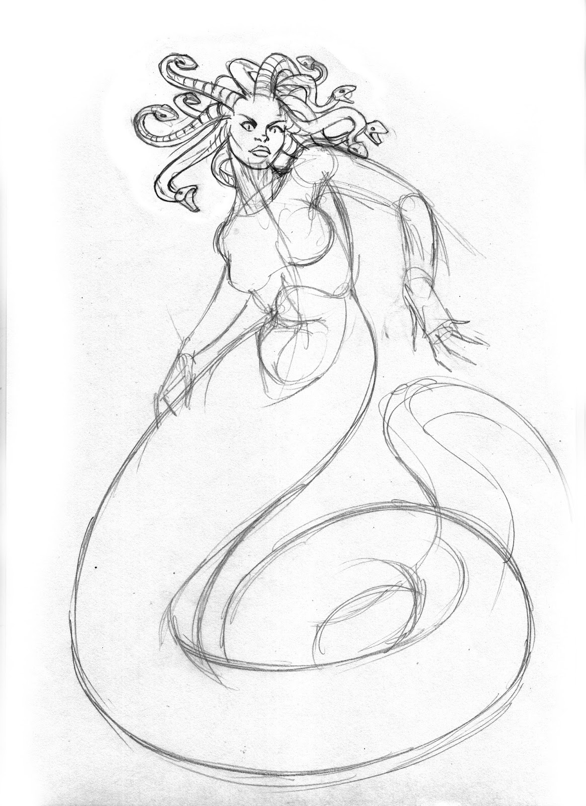 Medusa Full Body Drawing