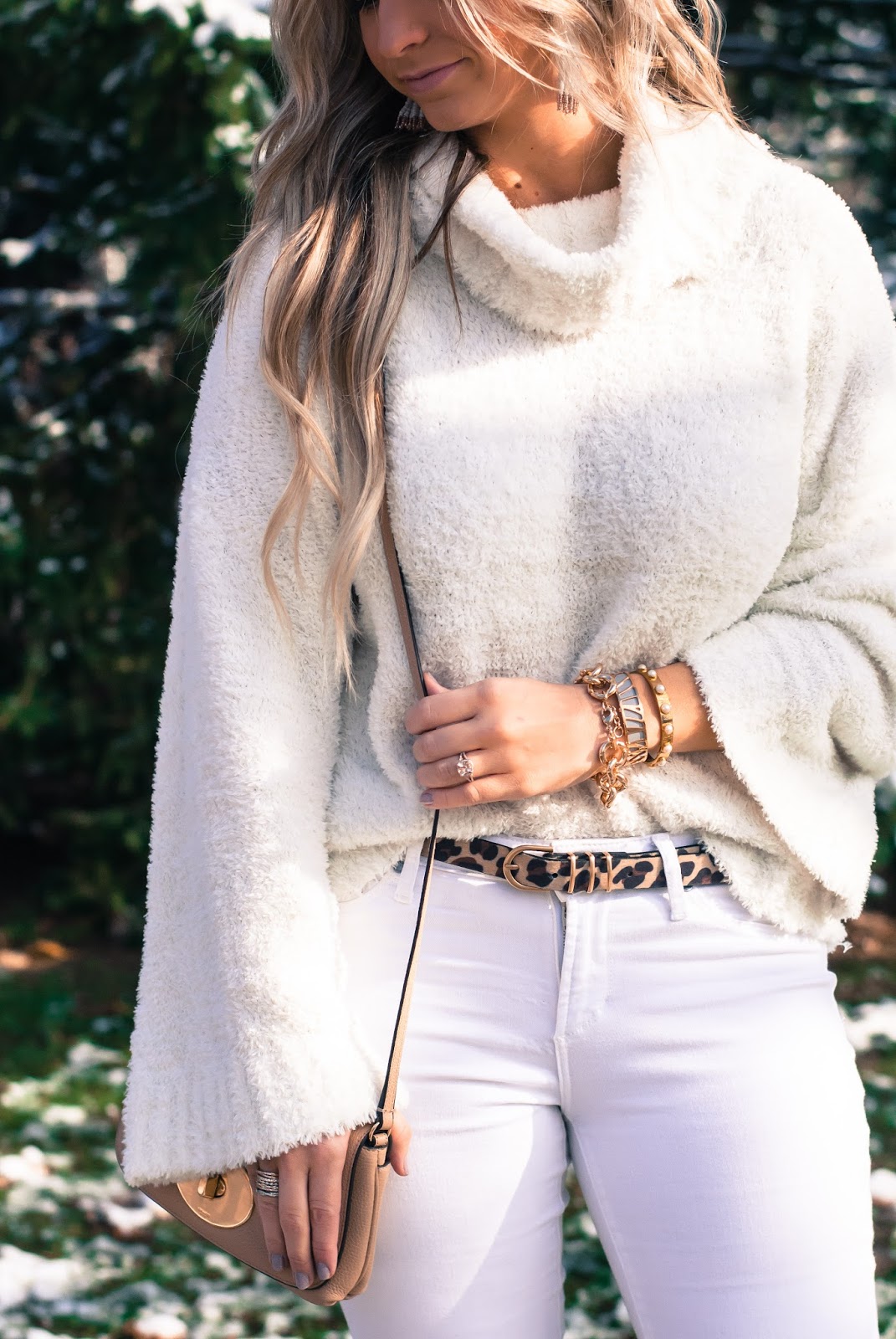 Winter White Fuzzy Sweater Outfit | Luxe Be A Lady
