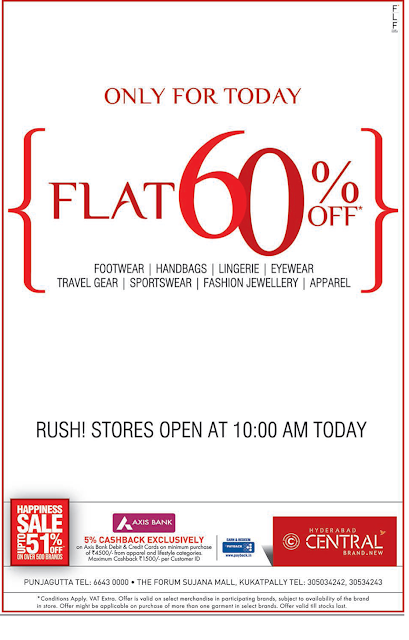 Flat 60% off in Central | Only for Today ! Hyderabad Central Flat 60% off in Central | Only for Today ! Hyderabad Central