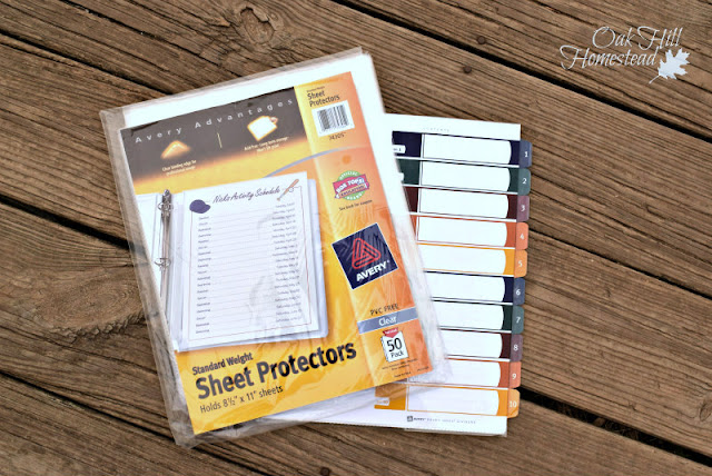A package of sheet protectors and a package of index tabs.