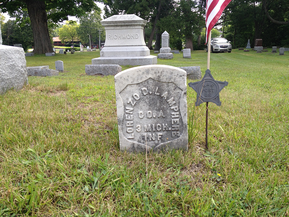 North American Cemeteries Lorenzo D. Lamphere in Martin Cemetery