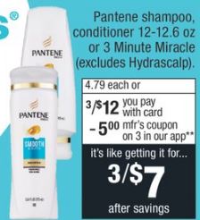 cvs deals Pantene Shampoo or Conditioner