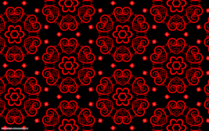 Wallpaper met rode liefdes hartjes patroon