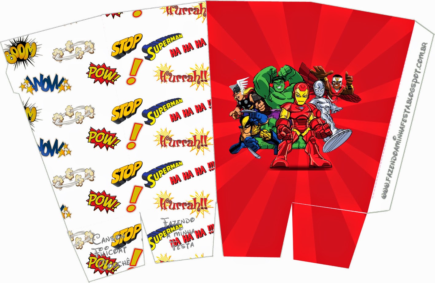 Escuadrón de Héroes Marvel: Cajas para Imprimir Gratis.