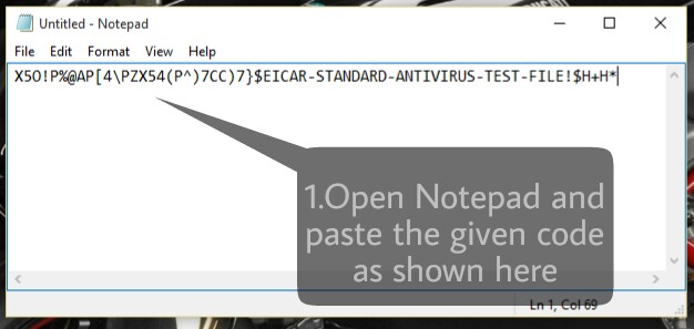 How to test antivirus using notepad