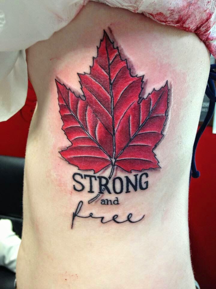 Canadian Flag Designs Tattoos, Tattoos of Canadian Flag Designs, Respectable Canadian Flag Tattoos, Artist, Women.