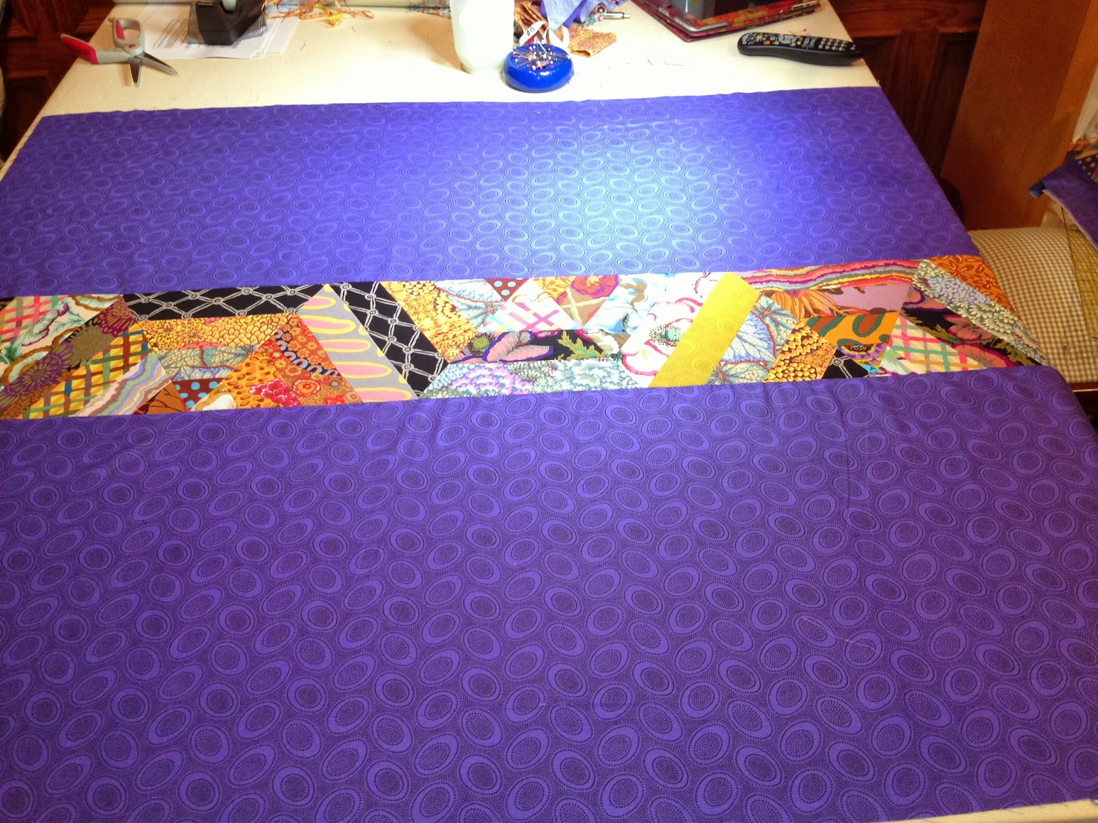 Sew What, Katy Kaffe Fassett Quilt Back Done!