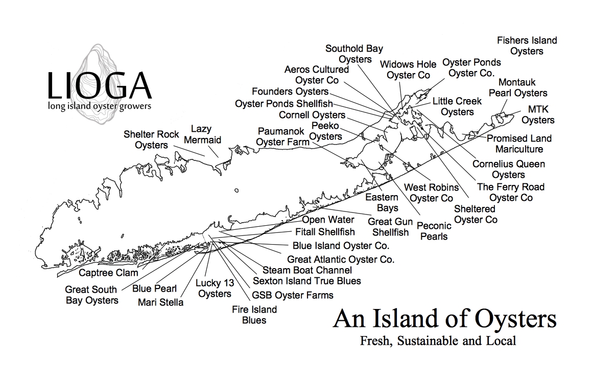2018 Long Island Oyster Map