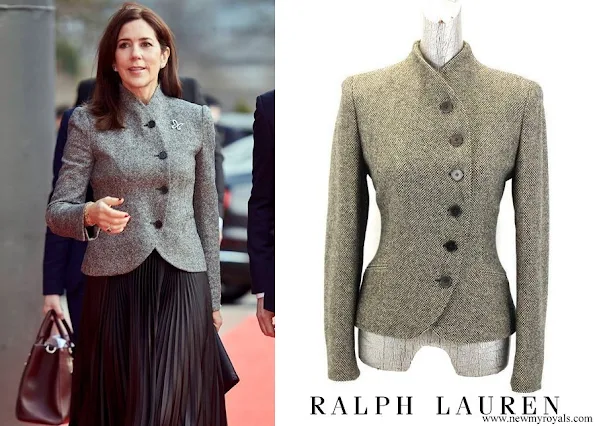 Crown Princess Mary wore RALPH LAUREN asymmetrical tweed blazer