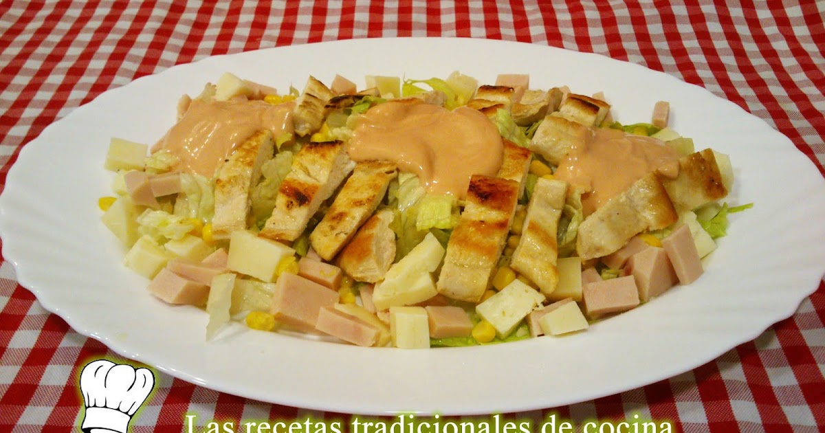 Receta de ensalada de pollo con salsa rosa - Recetas de ...
