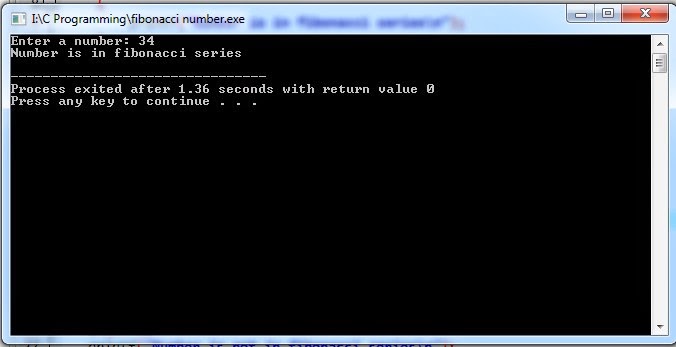 C Program to check fibonacci numbers