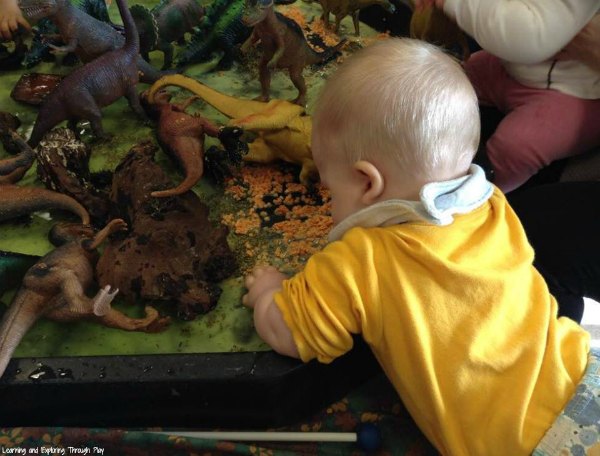 dinosaur sensory tray