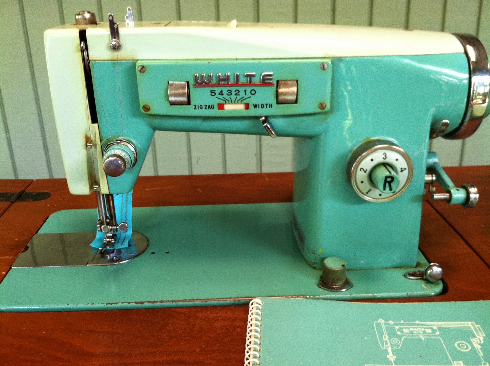 Deb Rowden's Thrift Shop Quilts Turquoise sewing machine