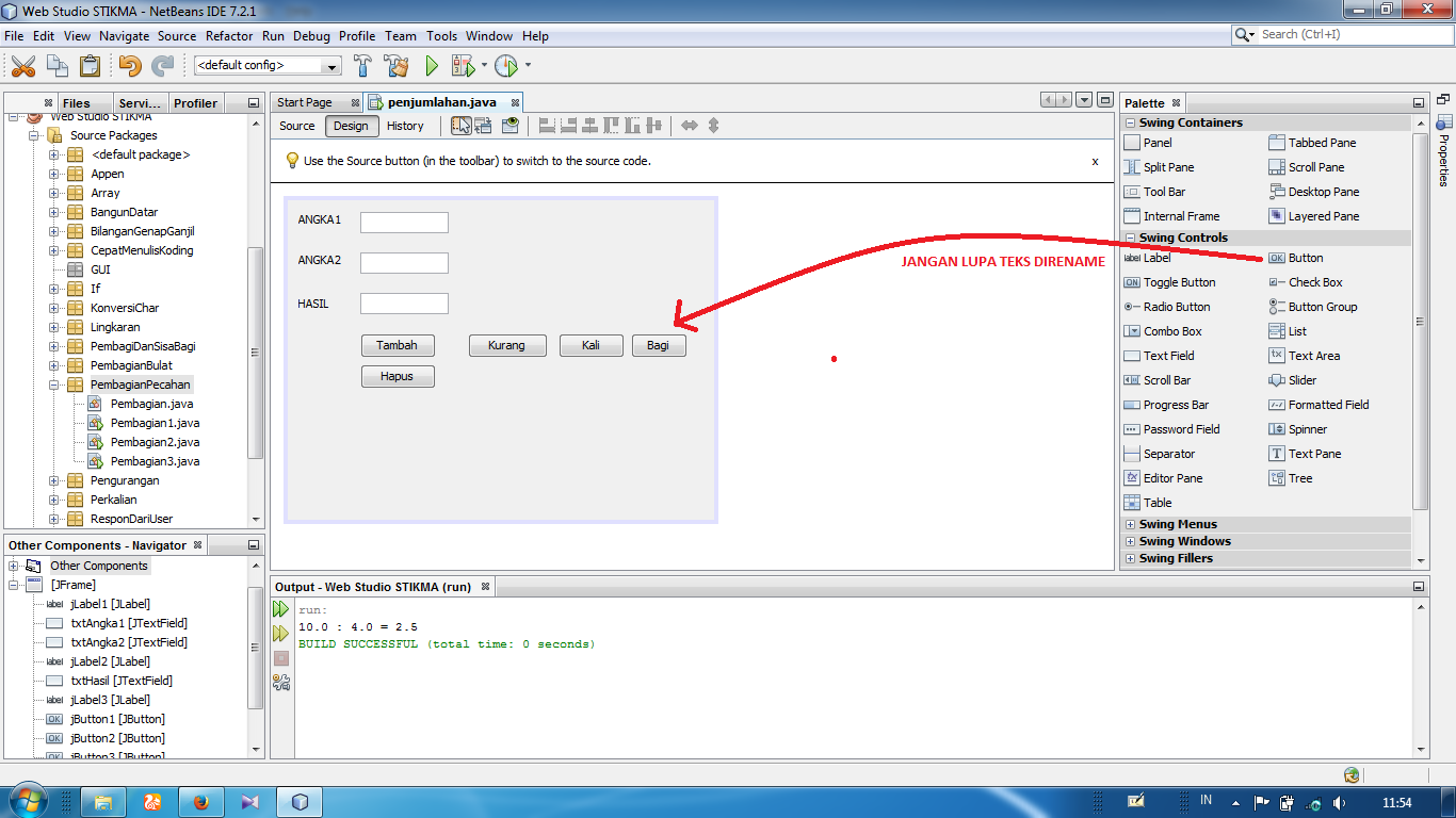 Contoh Program Pembagian Java Netbeans ~ Materi Java Pemula