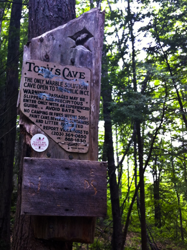 Sign Adjacent to Tory's Cave - Housatonic Range Trail Sign Adjacent to Tory's Cave - Housatonic Range Trail