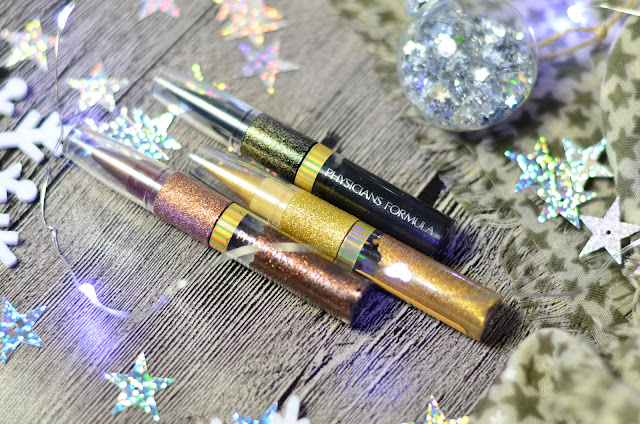 Physicians Formula Shimmer Strips Extreme Shimmer Kohl Kajal + Liquid Liner Trio Review & Swatches сияющий глиттерный  макияж для встречи нового года, глиттер  