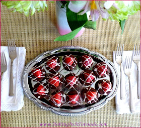 Strawberry Topped Brownie Bites, an elegant dessert for any occasion. Dense, chocolatey individual desserts topped with a fresh strawberry and a glaze. | Recipe developed by www.BakingInATornado.com | #dessert #chocolate #strawberry