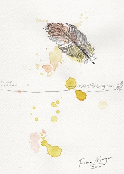 Feather painting by Australian artist Fiona Morgan of WhereFishSing.com