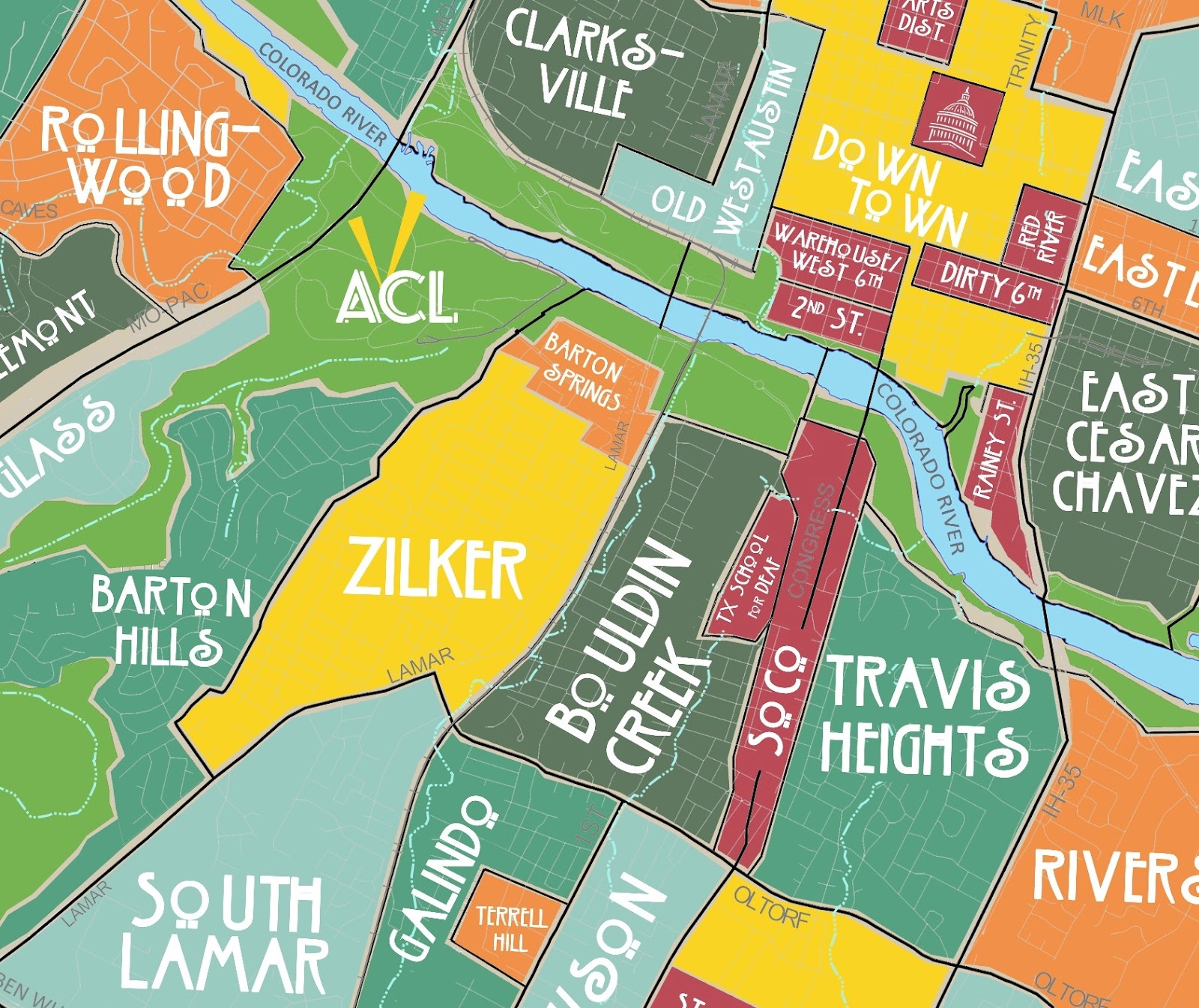 Austin Neighborhood Map South Central 